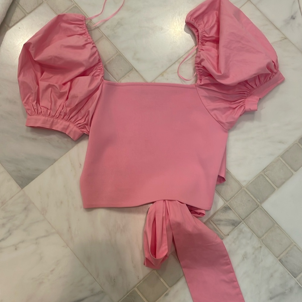 Zara pink puff sleeve top